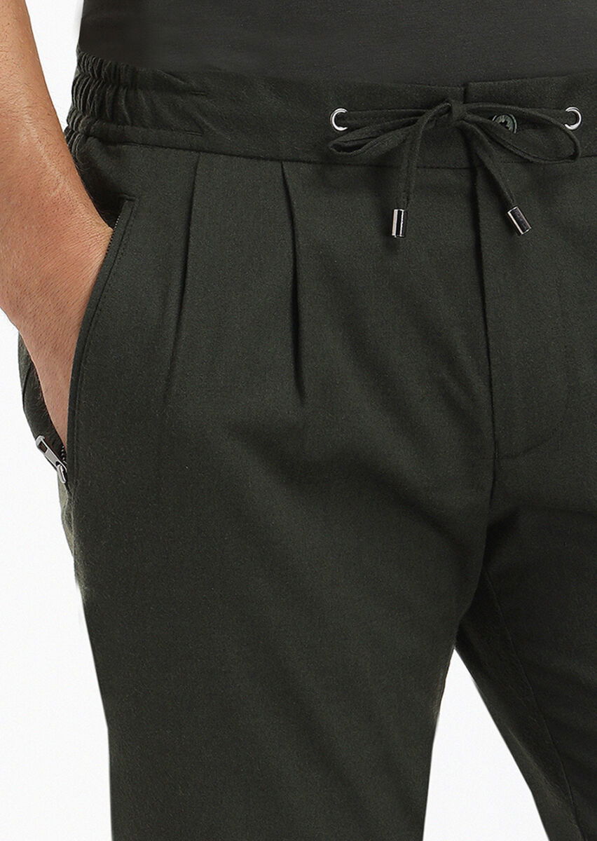 Haki Düz Dokuma Jogging Fit Casual Pantolon - 3