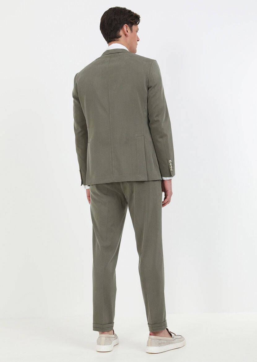 Haki Düz Zeroweight Slim Fit Takım Elbise - 7