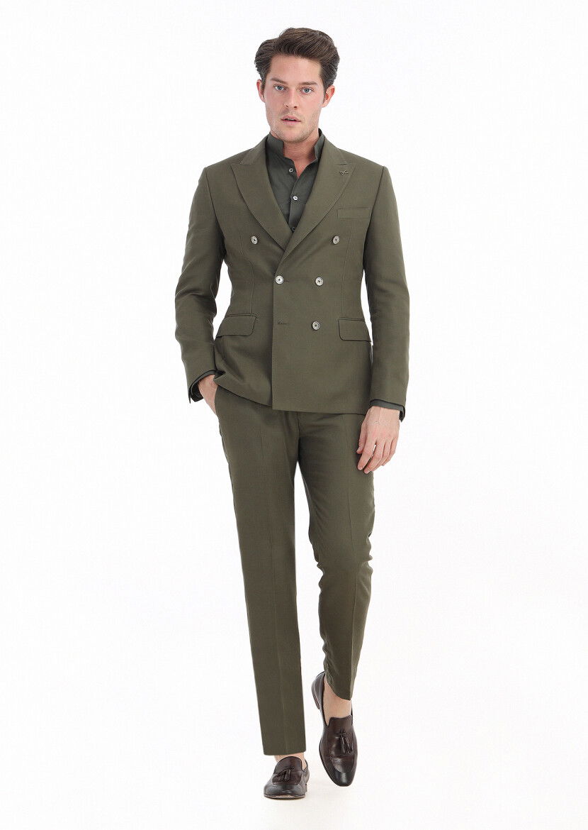 Haki Düz Zeroweight Slim Fit Takım Elbise - 1