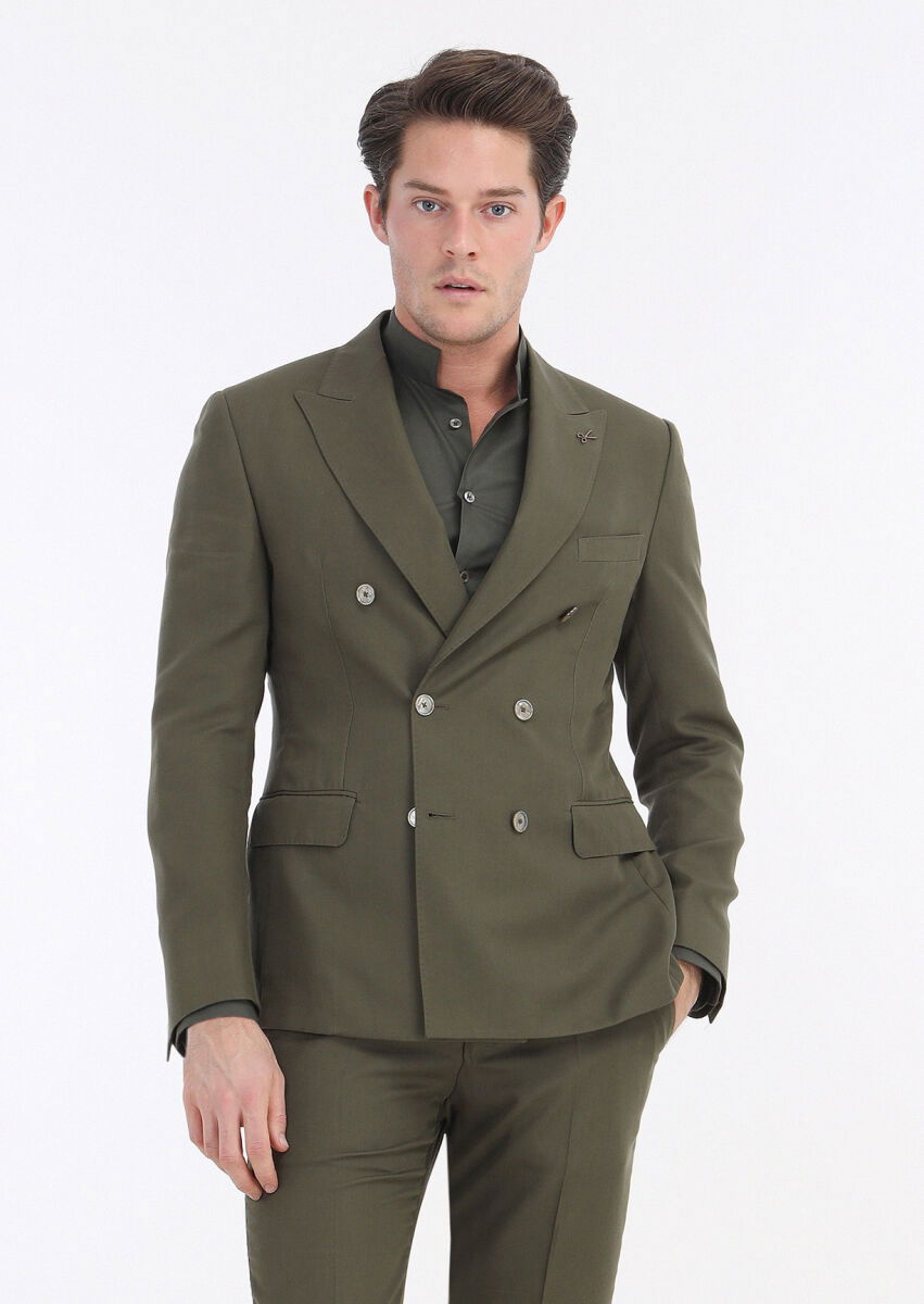 Haki Düz Zeroweight Slim Fit Takım Elbise - 2