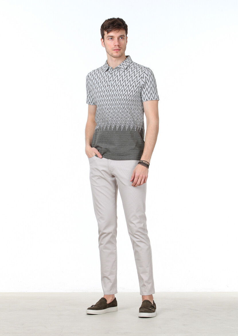 Haki Jakarlı Polo Yaka %100 Pamuk T-Shirt - 2
