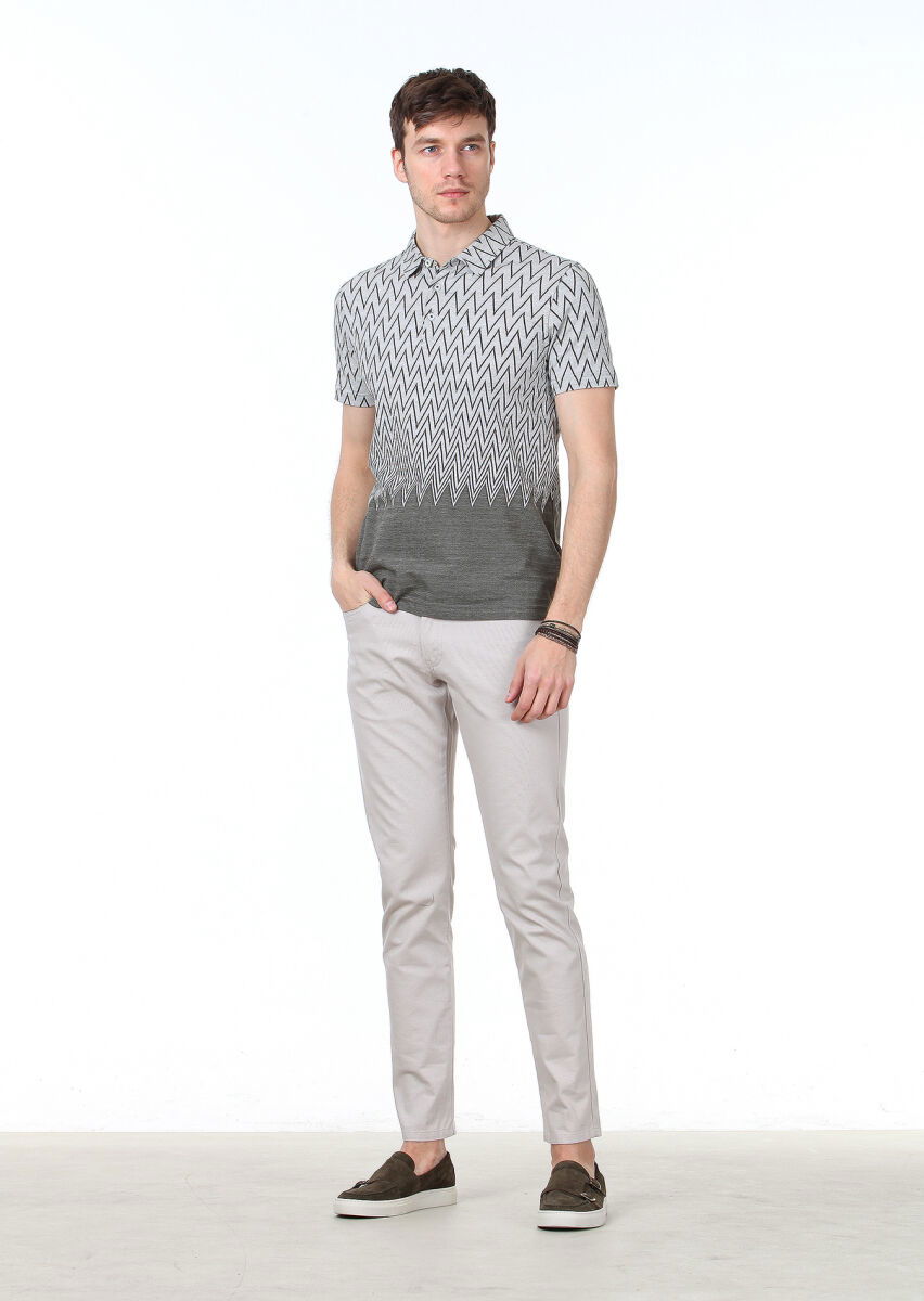Haki Jakarlı Polo Yaka %100 Pamuk T-Shirt - 2