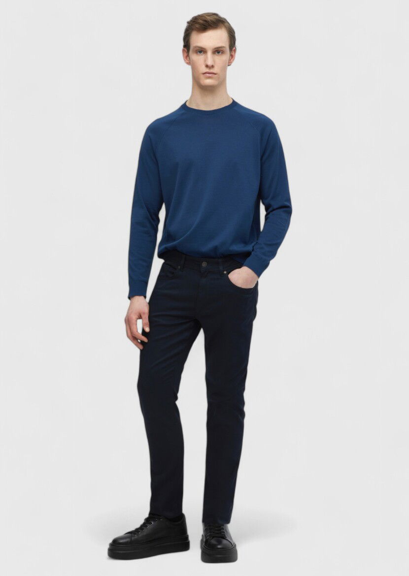 Indigo Crew Neck Plain Sweatshirt 