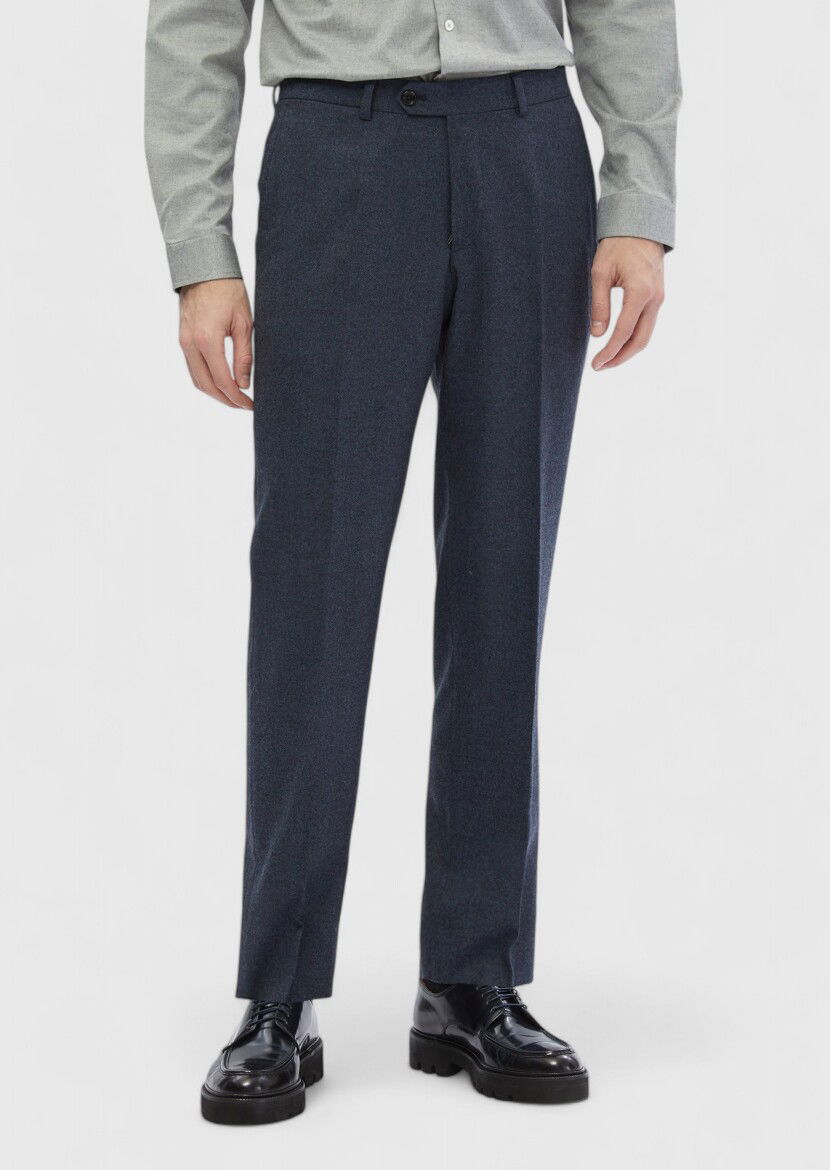 İndigo Düz Kumaş Regular Fit Klasik %100 Yün Pantolon - 2