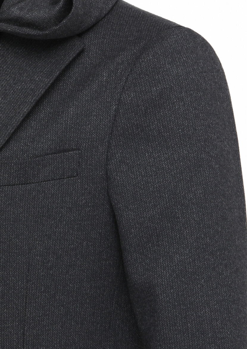 Kahverengi Çizgili Comfort Fit Örme Ceket - 3