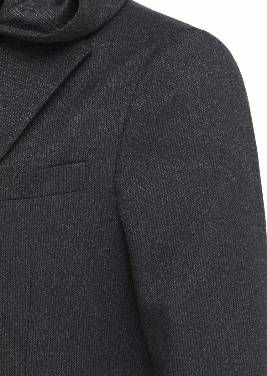 Kahverengi Çizgili Comfort Fit Örme Ceket - 3