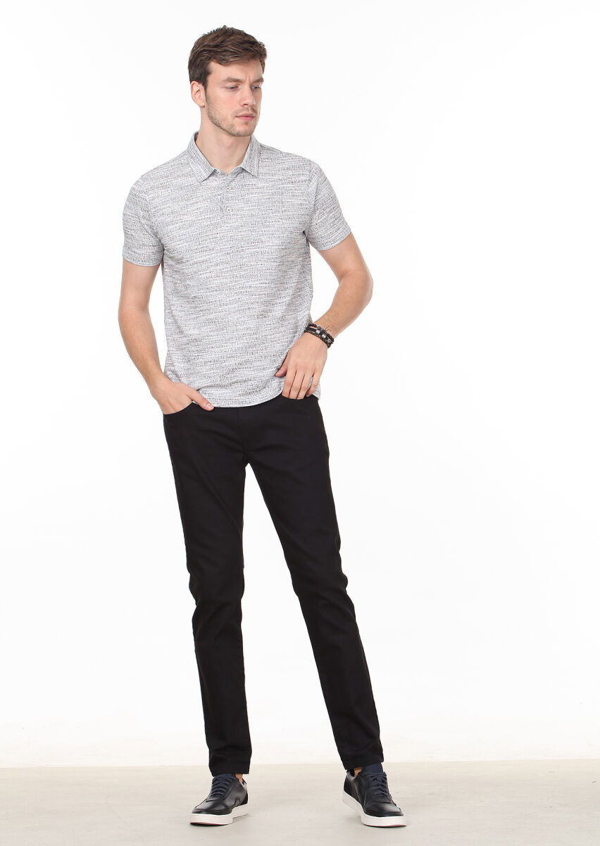 Kahverengi Jakarlı Polo Yaka %100 Pamuk T-Shirt - 3