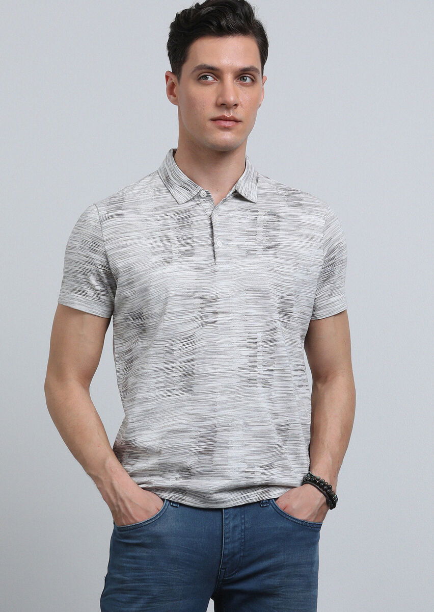 Kahverengi Jakarlı Polo Yaka %100 Pamuk T-Shirt - 4