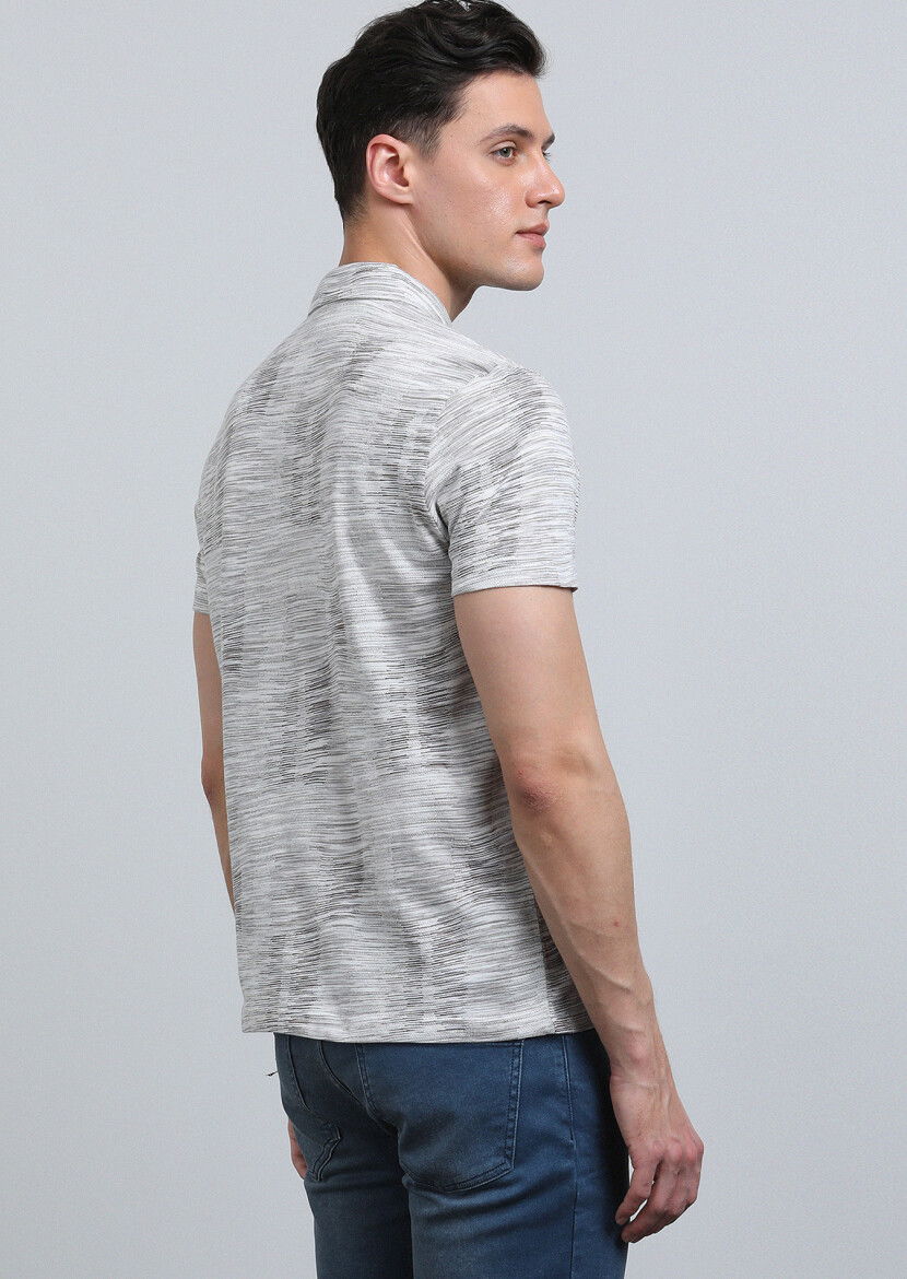 Kahverengi Jakarlı Polo Yaka %100 Pamuk T-Shirt - 5