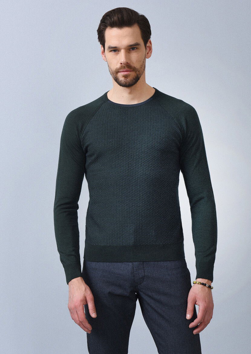 Khaki Knitwear Sweatshirt - 1