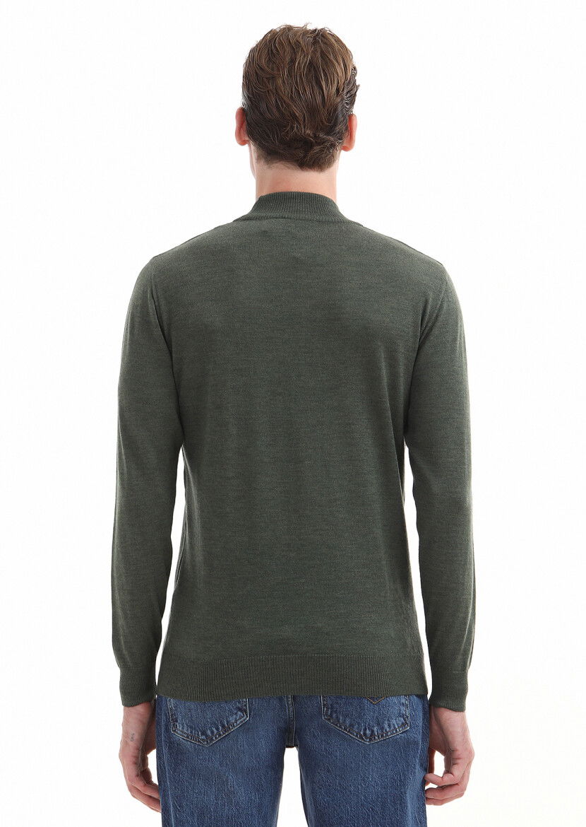 Khaki Knitwear Sweatshirt - 5