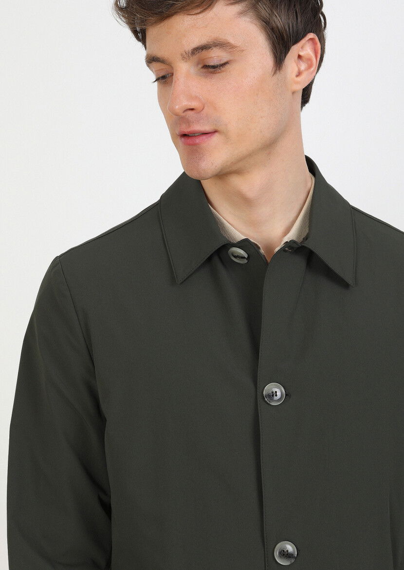 Khaki Weaving Rain Coat 