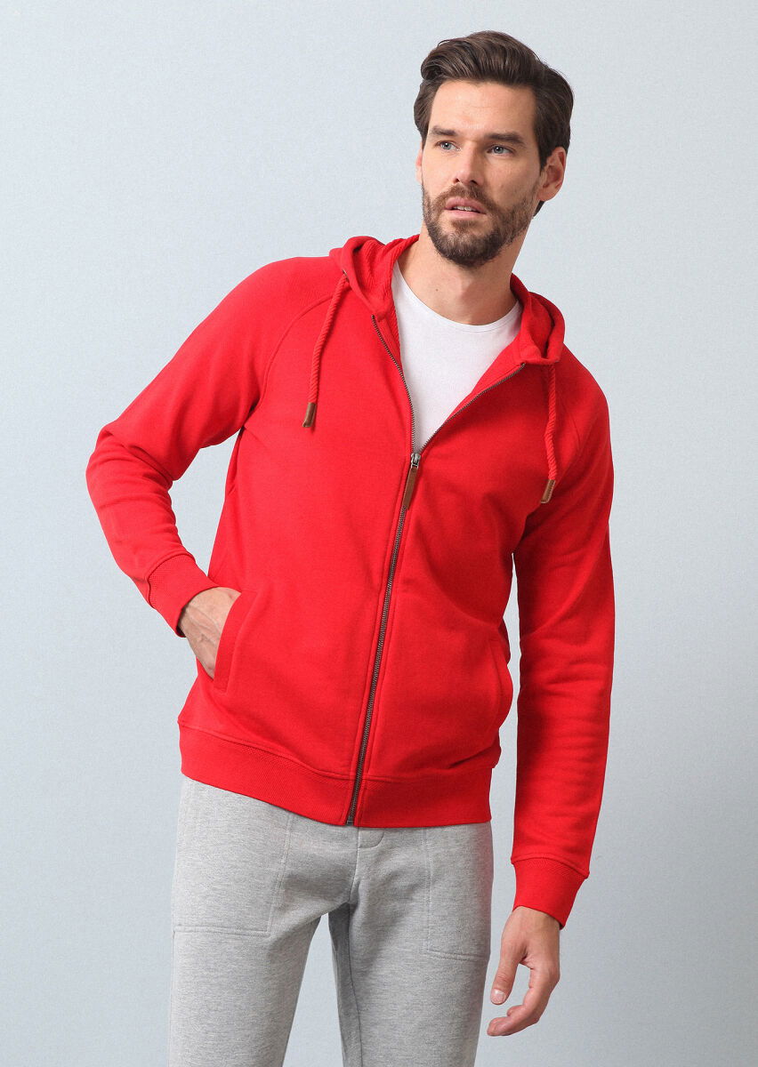 Kırmızı Kapüşonlu Sweatshırt - 2