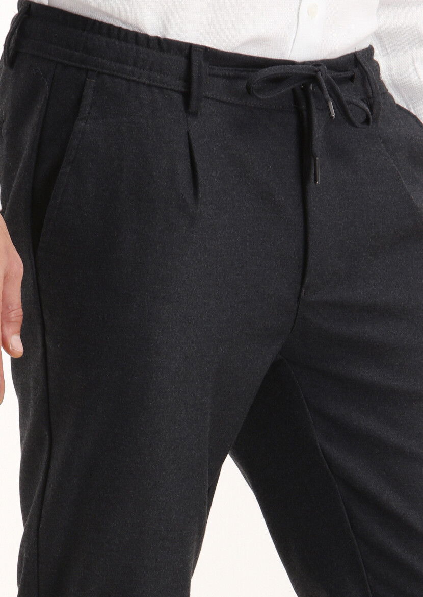 Koyu Gri Düz Dokuma Jogging Fit Casual Pantolon - 3
