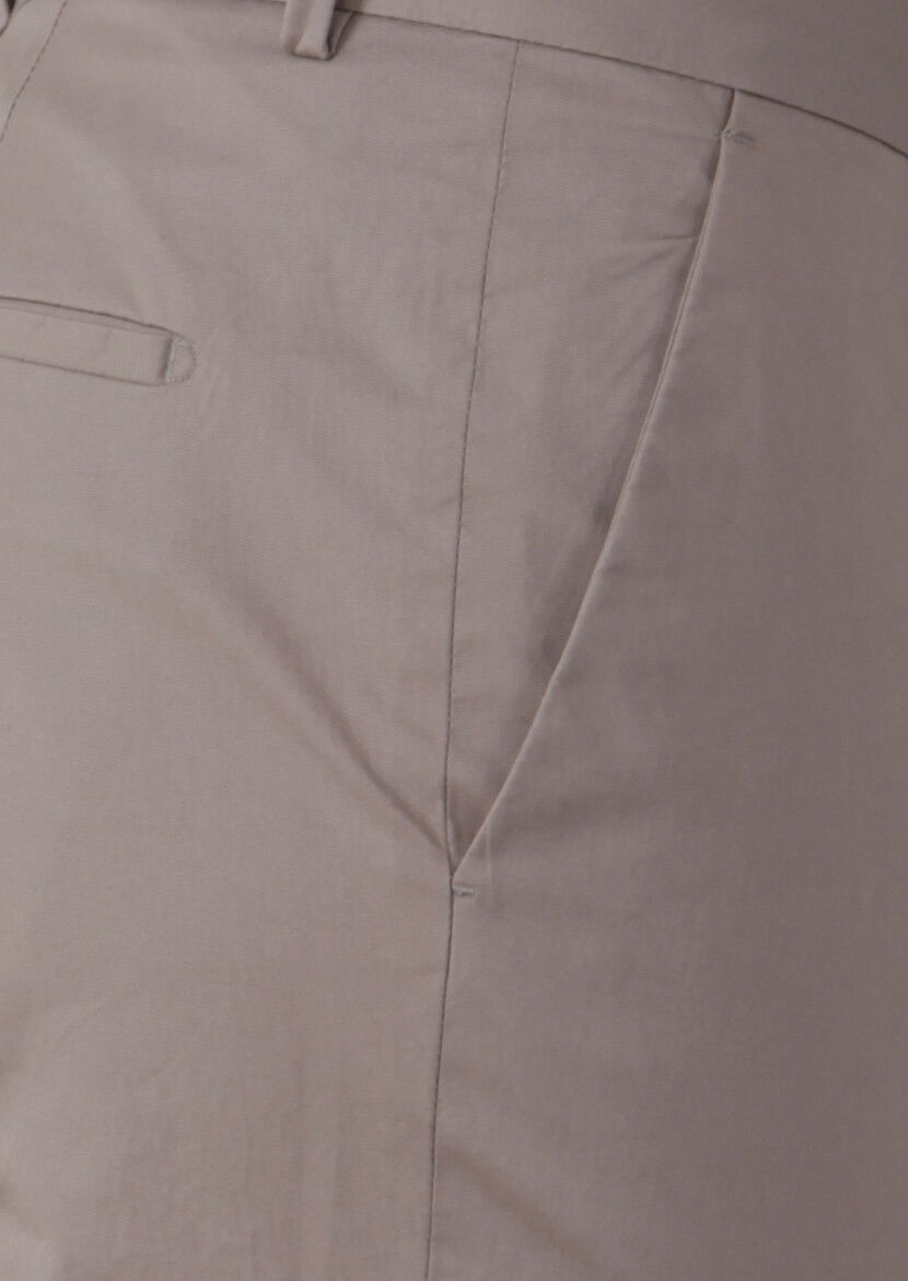 Kum Düz Kumaş Modern Fit Klasik Pamuk Karışımlı Pantolon - 3