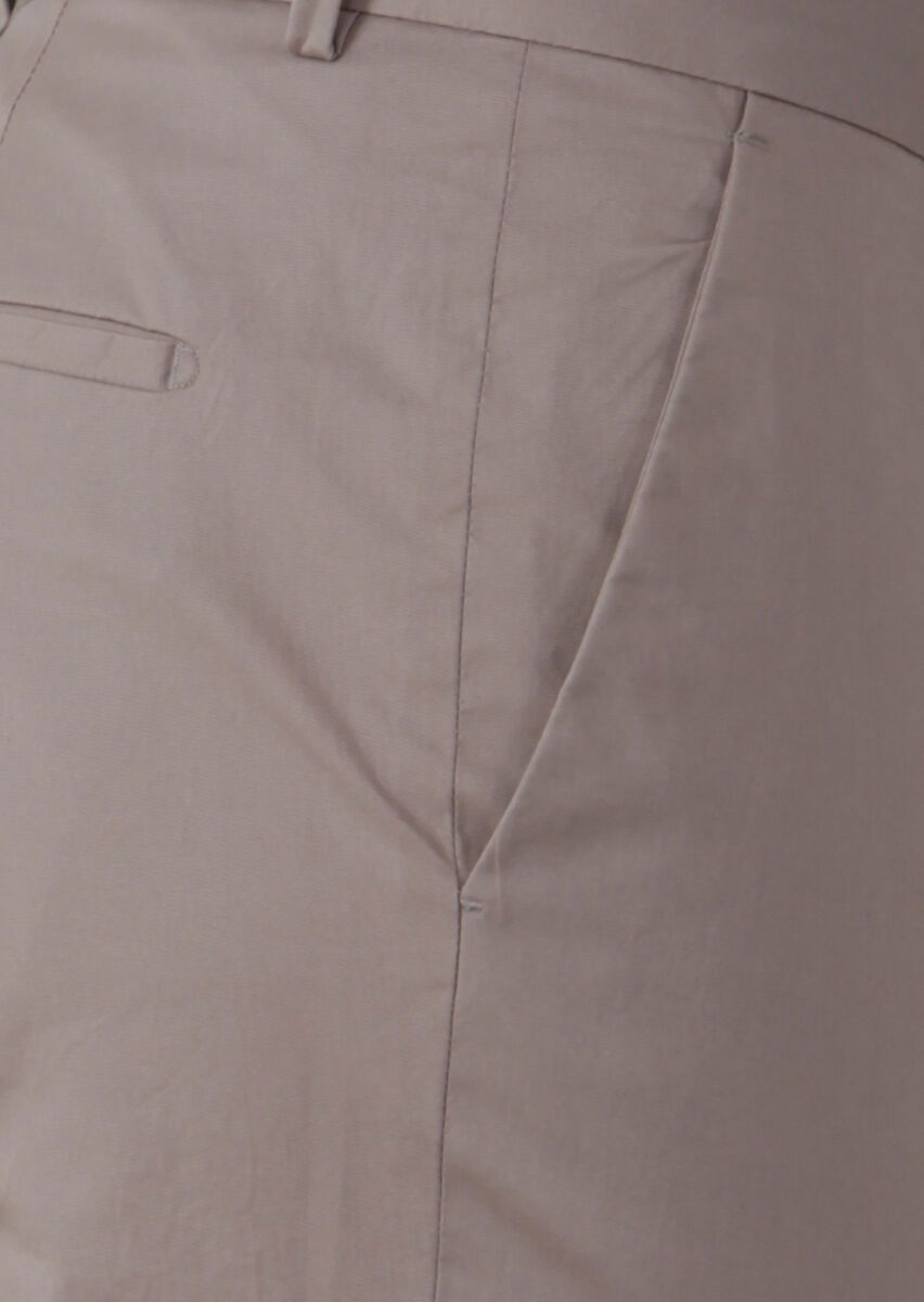 Kum Düz Kumaş Modern Fit Klasik Pamuk Karışımlı Pantolon - 3