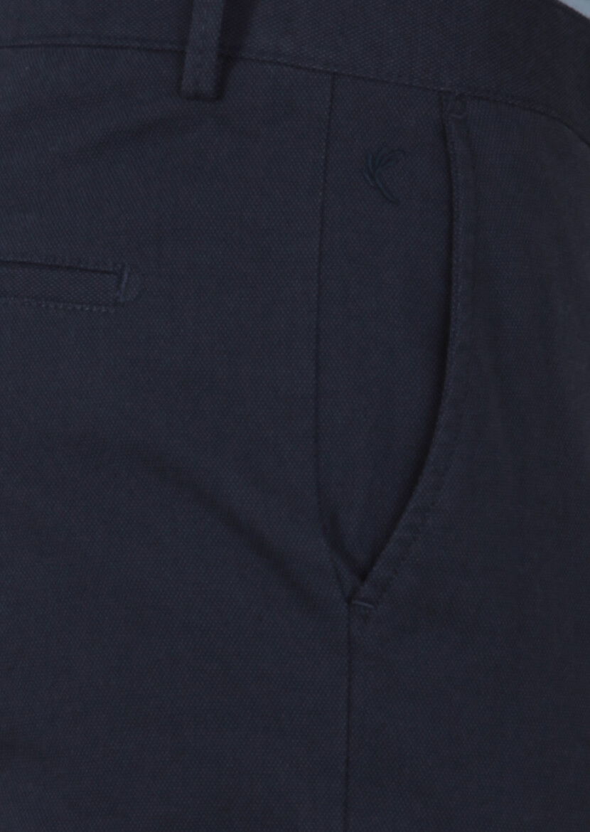 Lacivert Desenli Dokuma Regular Fit Casual Pamuk Karışımlı Pantolon - 3