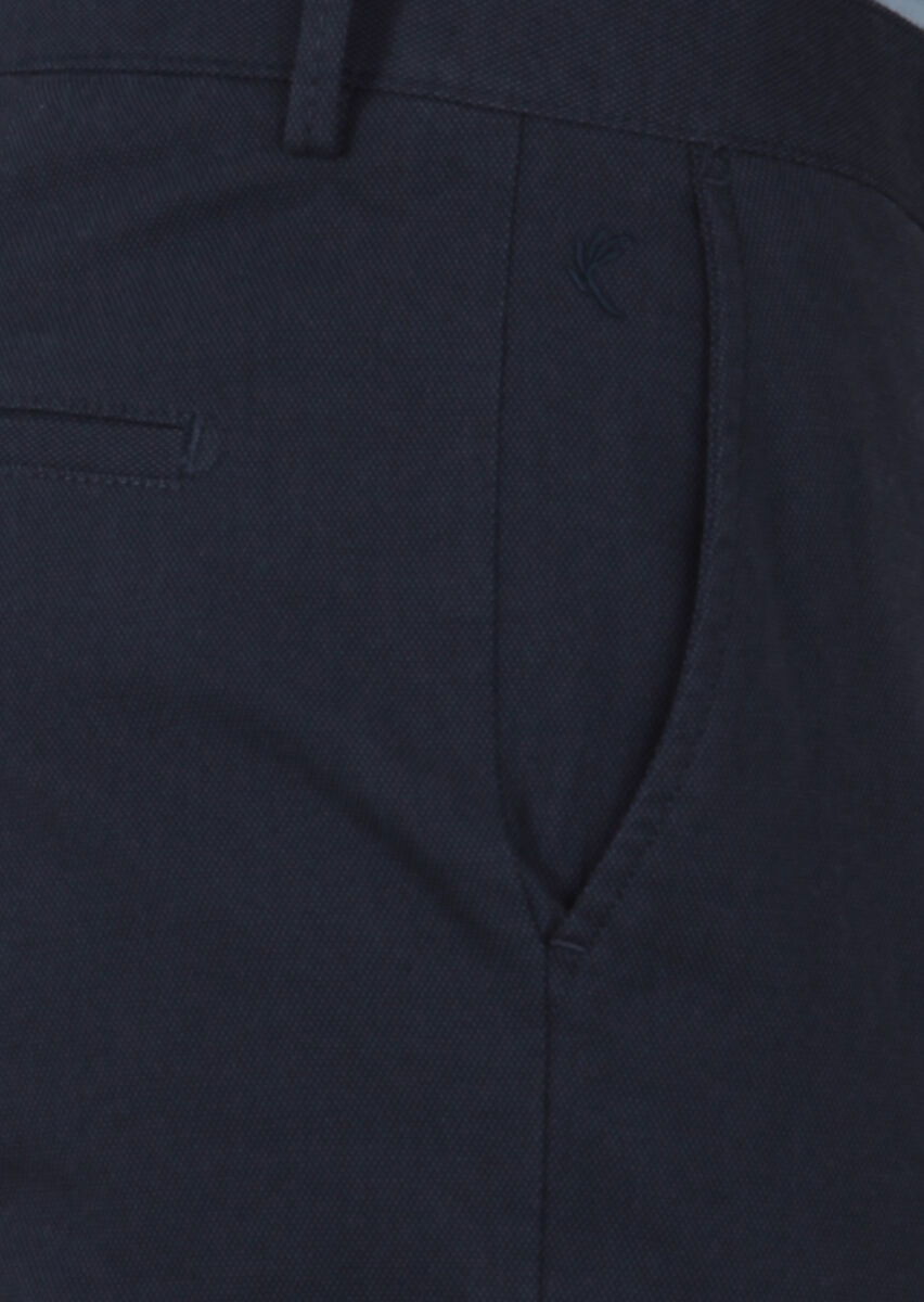 Lacivert Desenli Dokuma Regular Fit Casual Pamuk Karışımlı Pantolon - 3