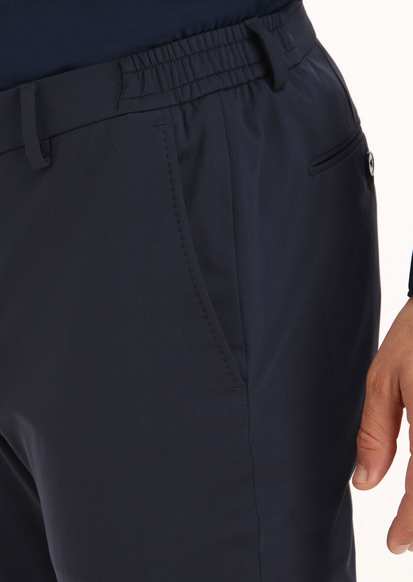 Lacivert Düz Comfort Fit Örme Takım Elbise - 8