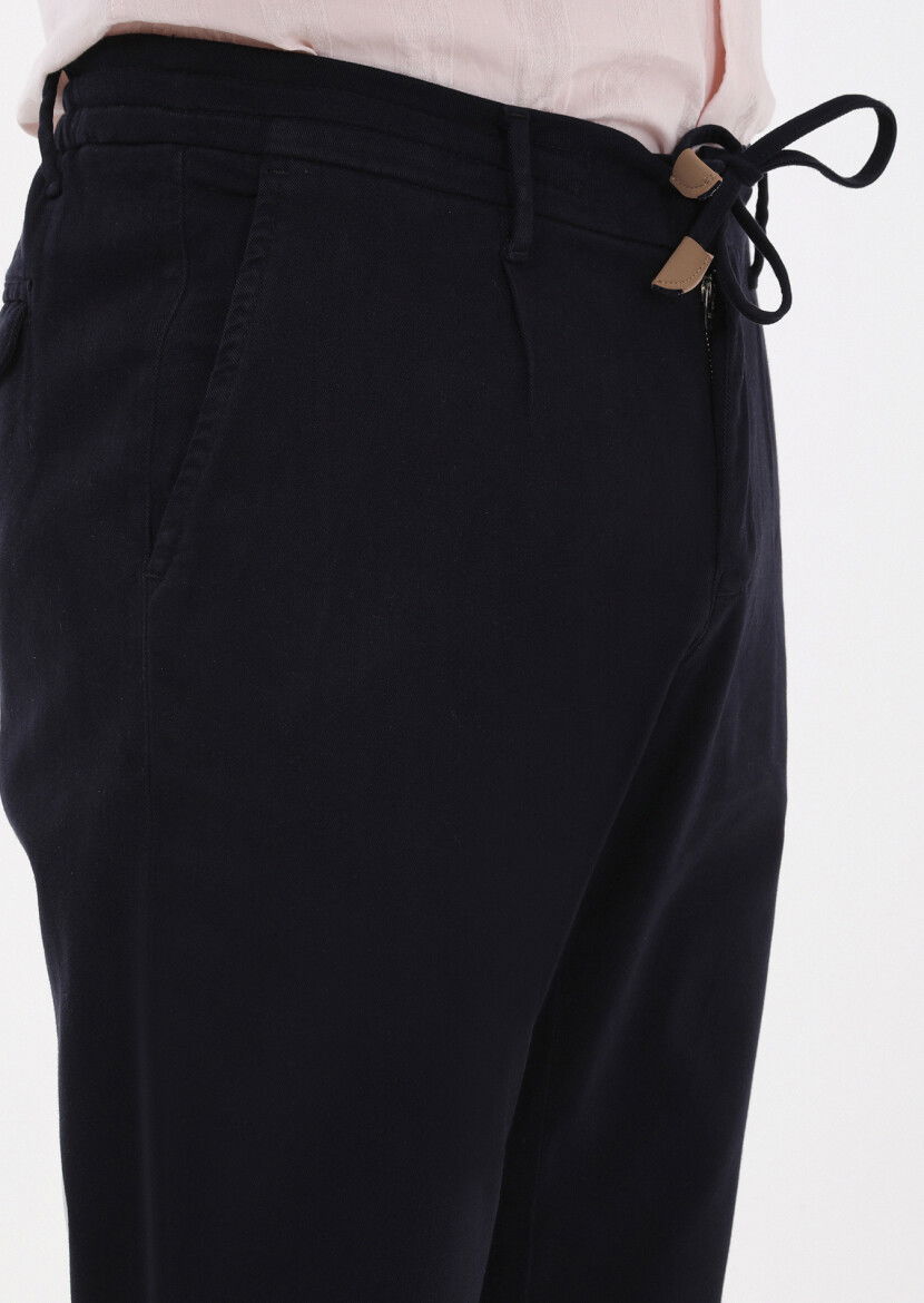 Lacivert Düz Dokuma Jogging Fit Casual Pamuk Karışımlı Pantolon - 3