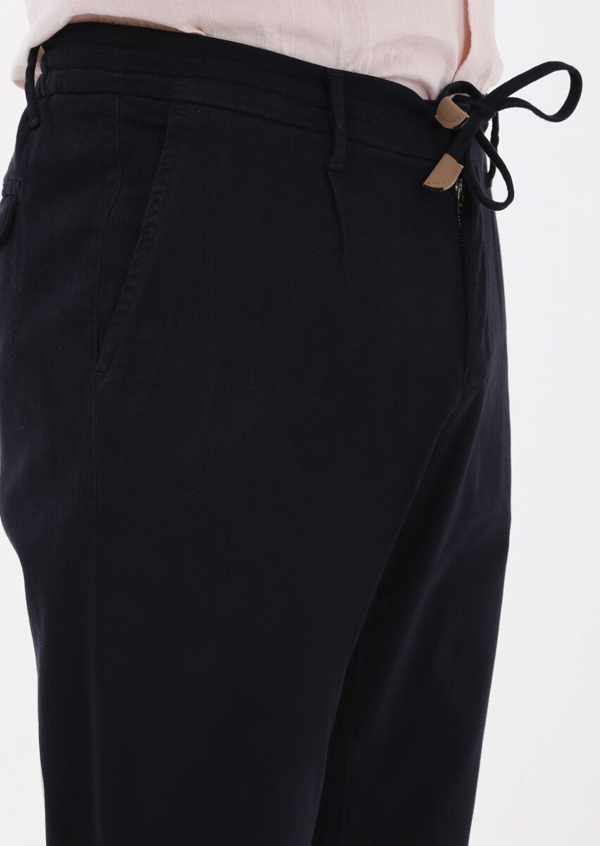 Lacivert Düz Dokuma Jogging Fit Casual Pamuk Karışımlı Pantolon - 3