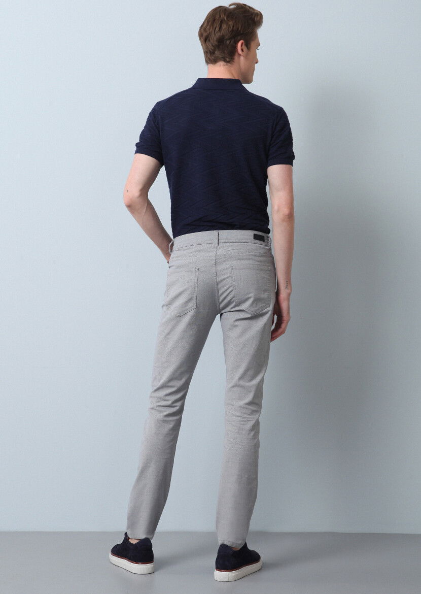Lacivert Düz Dokuma Slim Fit Casual Pamuk Karışımlı Pantolon - 5
