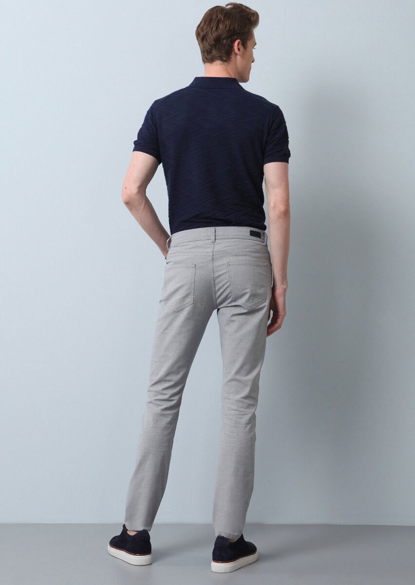 Lacivert Düz Dokuma Slim Fit Casual Pamuk Karışımlı Pantolon - 5