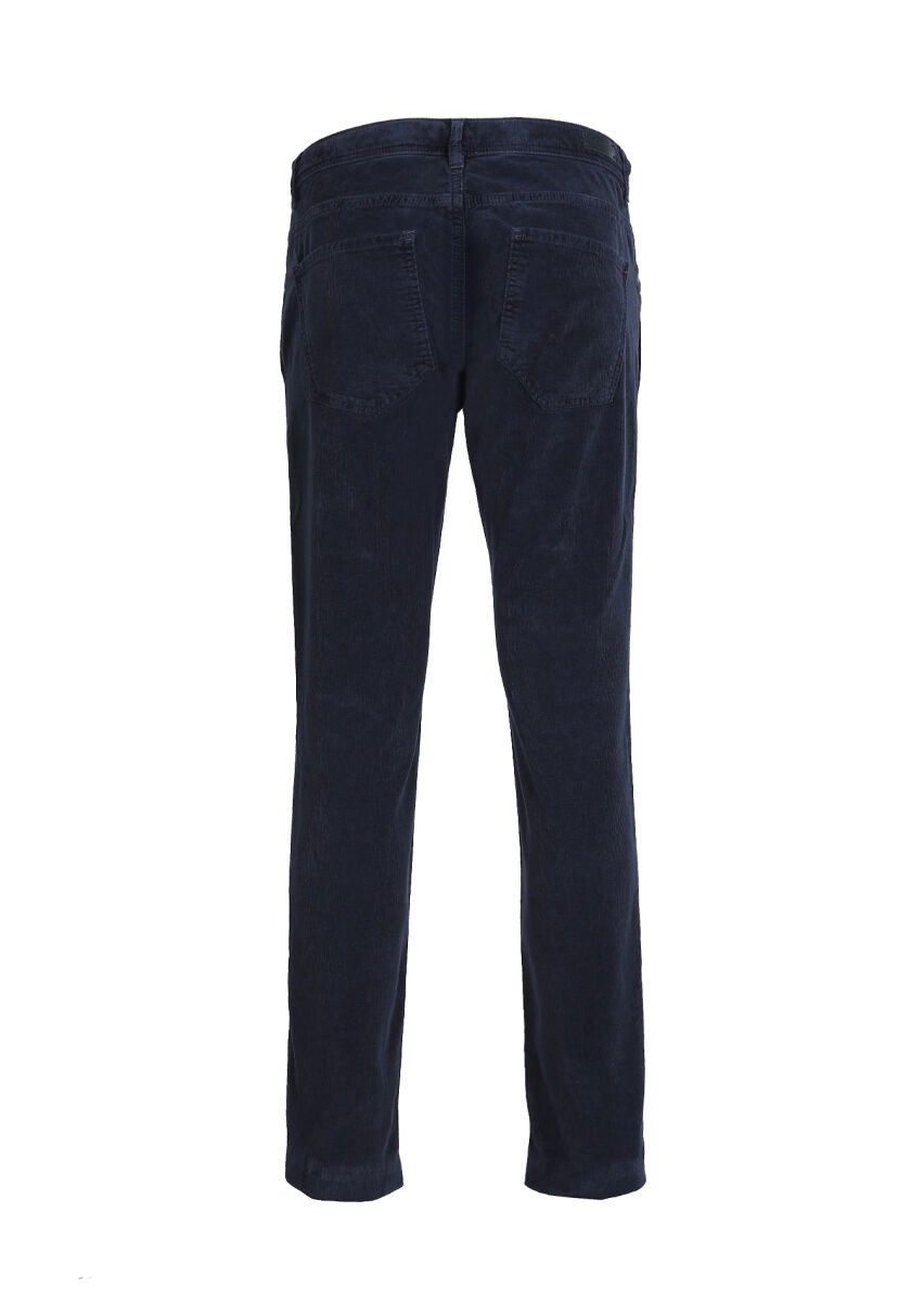 Lacivert Düz Dokuma Slim Fit Casual Pamuk Karışımlı Pantolon - 7