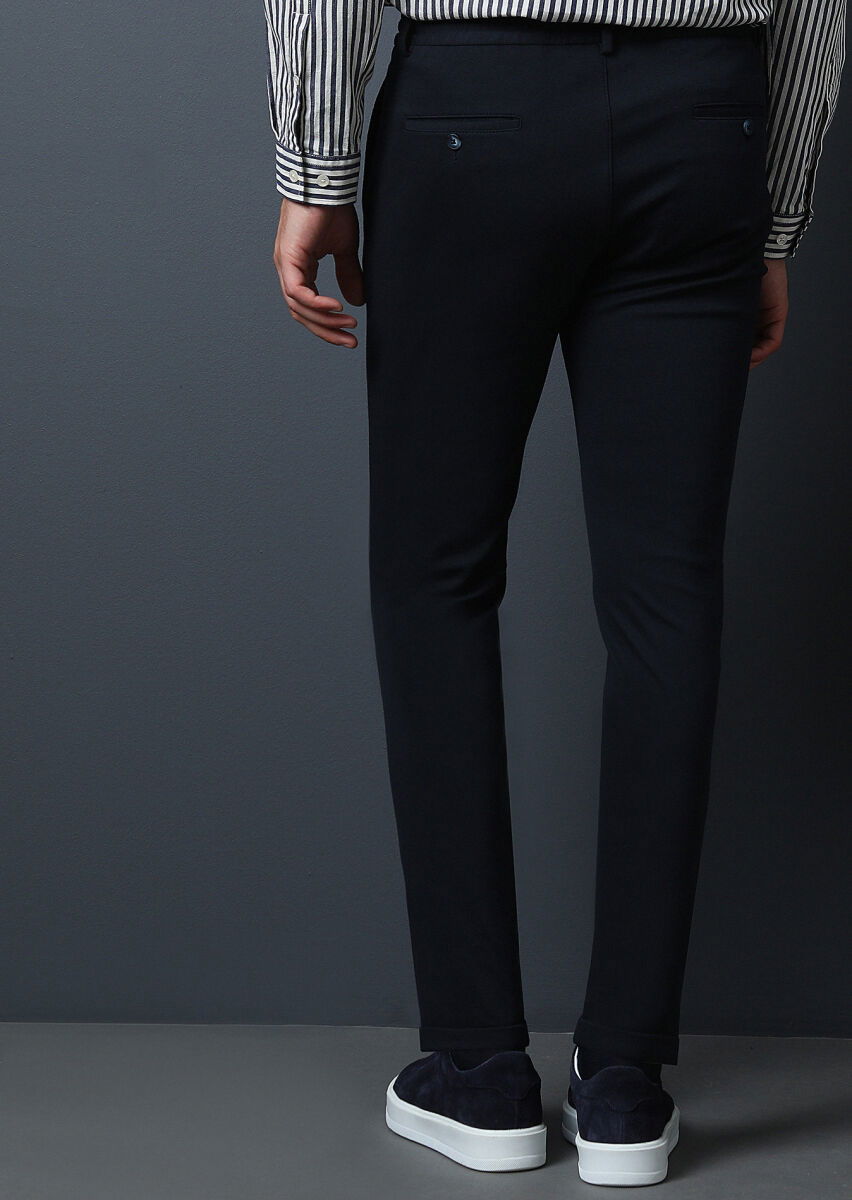 Lacivert Düz Örme Jogging Fit Casual Pantolon - 5