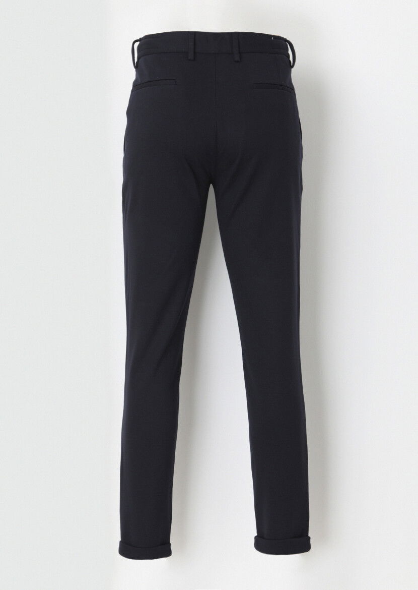 Lacivert Düz Örme Jogging Fit Casual Pantolon - 3