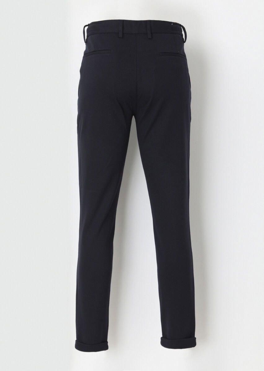Lacivert Düz Örme Jogging Fit Casual Pantolon - 3