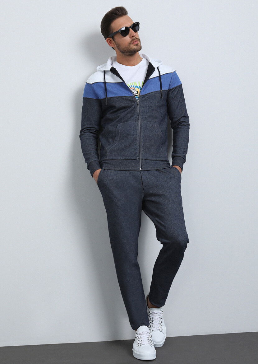 Lacivert Kapüşonlu Sweatshırt - 2