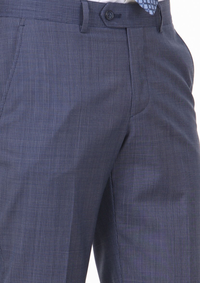 Lacivert Kumaş Modern Fit Klasik %100 Yün Pantolon - 3