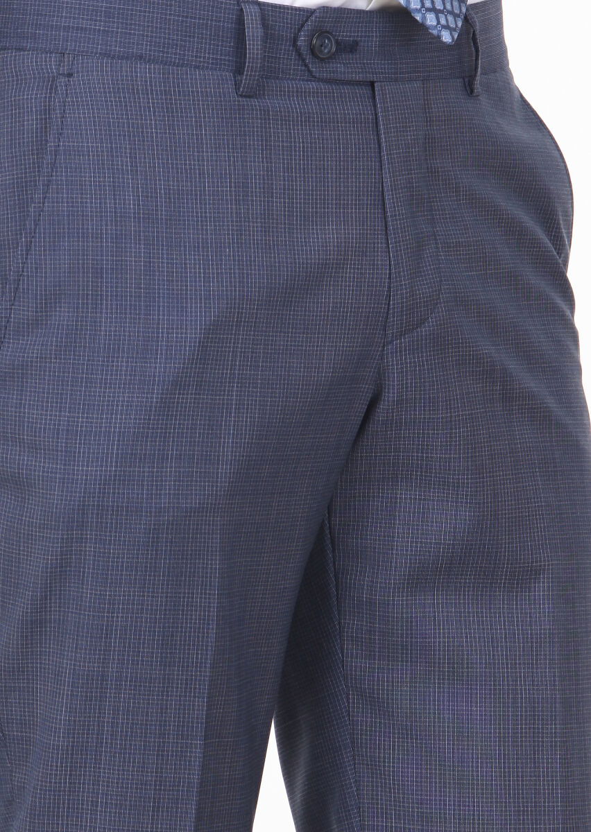Lacivert Kumaş Modern Fit Klasik %100 Yün Pantolon - 3