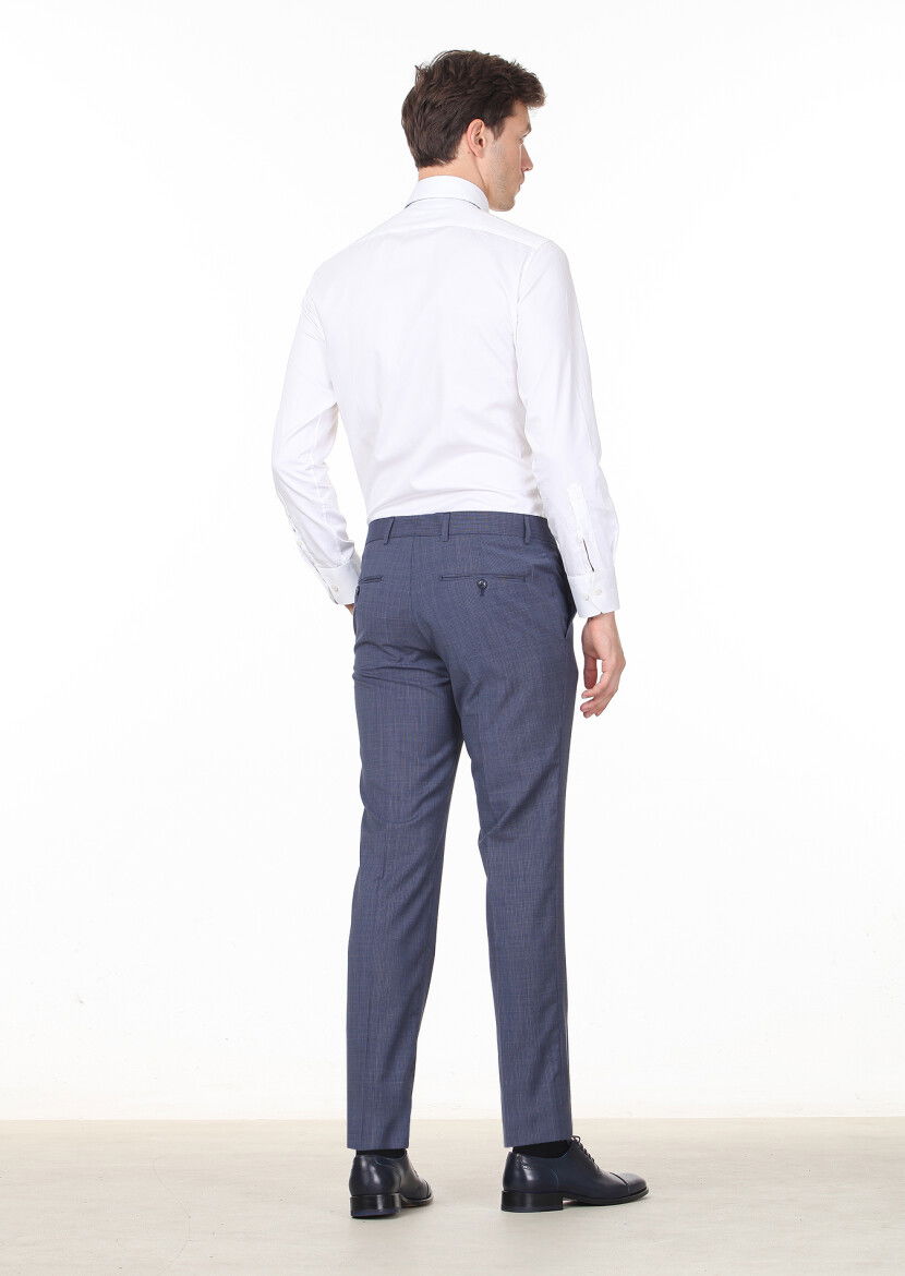 Lacivert Kumaş Modern Fit Klasik %100 Yün Pantolon - 4