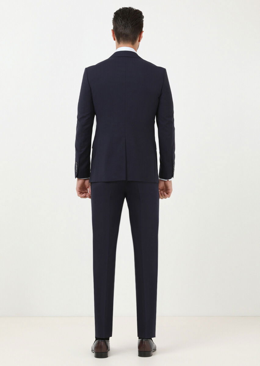 Lacivert Mikro Modern Fit %100 Yün Takım Elbise - 4