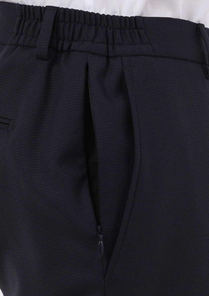 Lacivert Mikro Modern Fit Yün Karışımlı Takım Elbise - 5