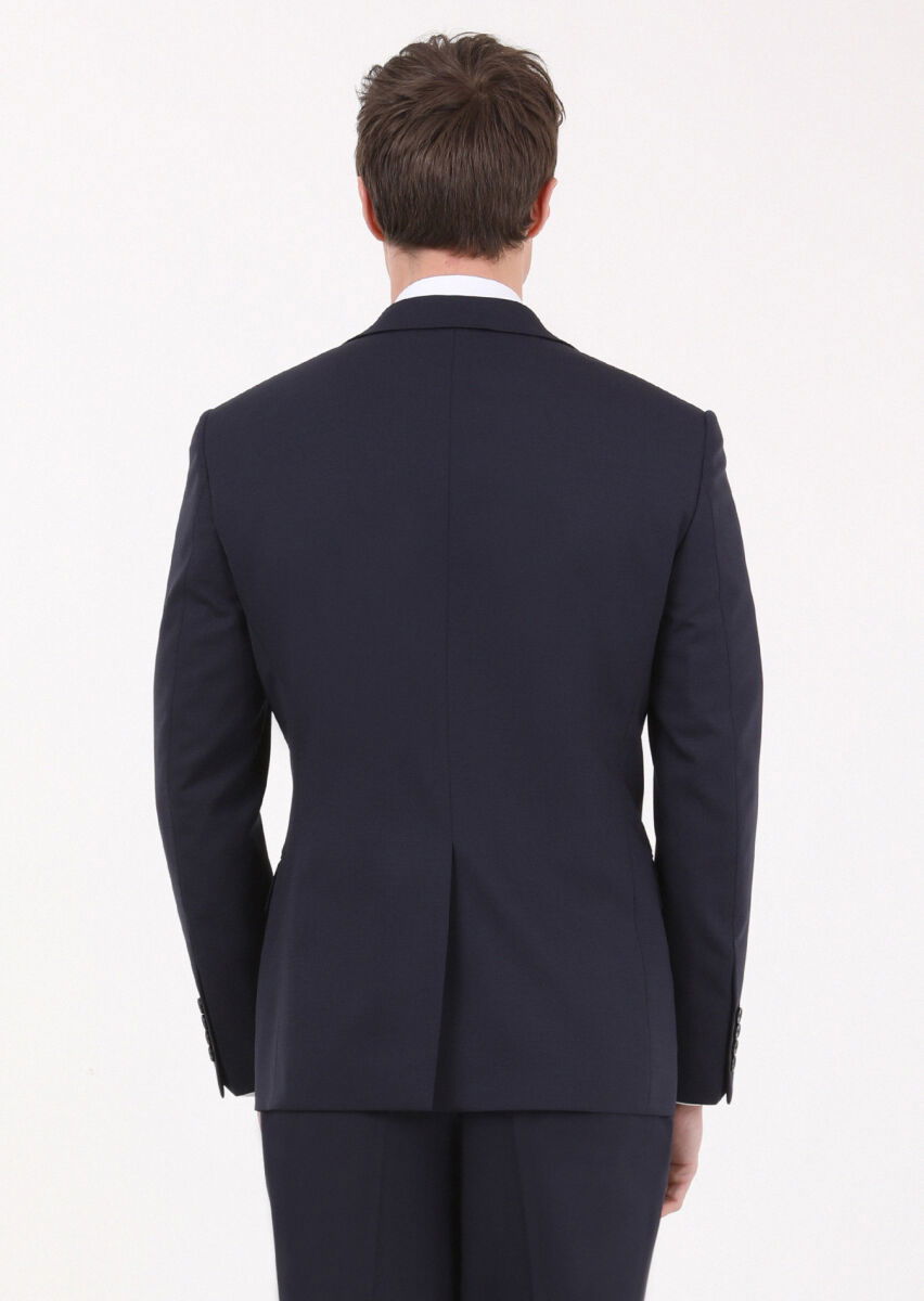 Lacivert Mikro Modern Fit Yün Karışımlı Takım Elbise - 6