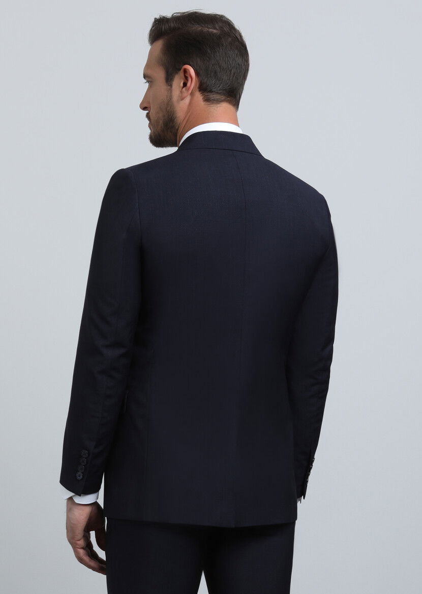 Lacivert Mikro Thin&taller Slim Fit %100 Yün Takım Elbise - 5