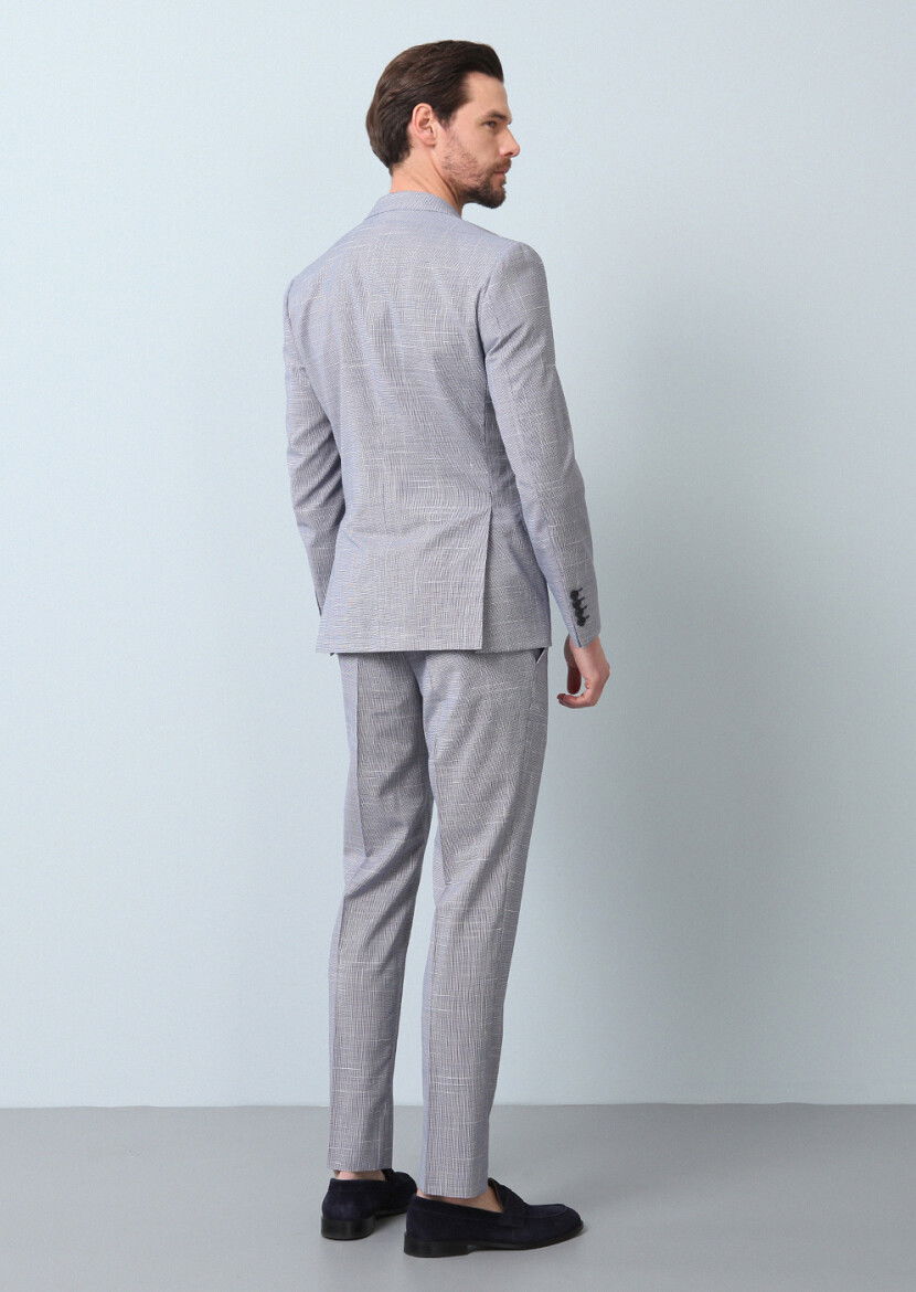 Lacivert Mikro Zeroweight Slim Fit %100 Yün Takım Elbise - 7