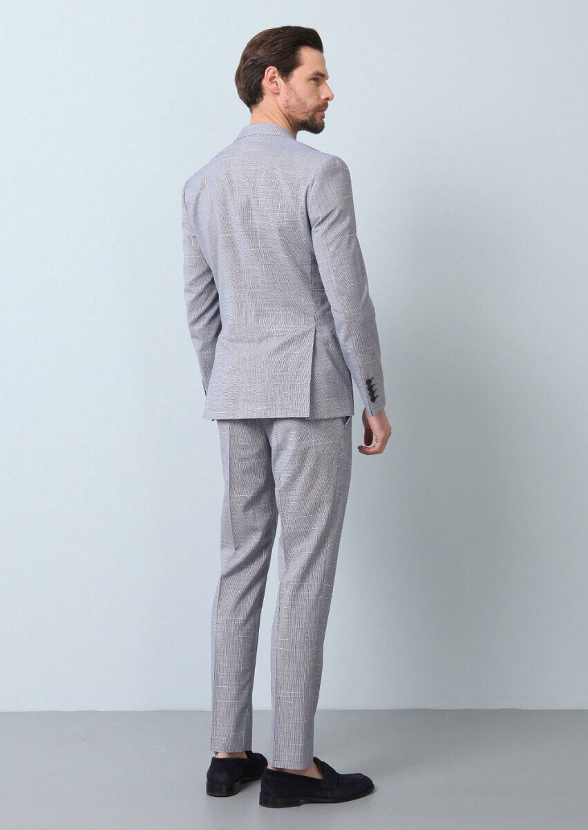 Lacivert Mikro Zeroweight Slim Fit %100 Yün Takım Elbise - 7