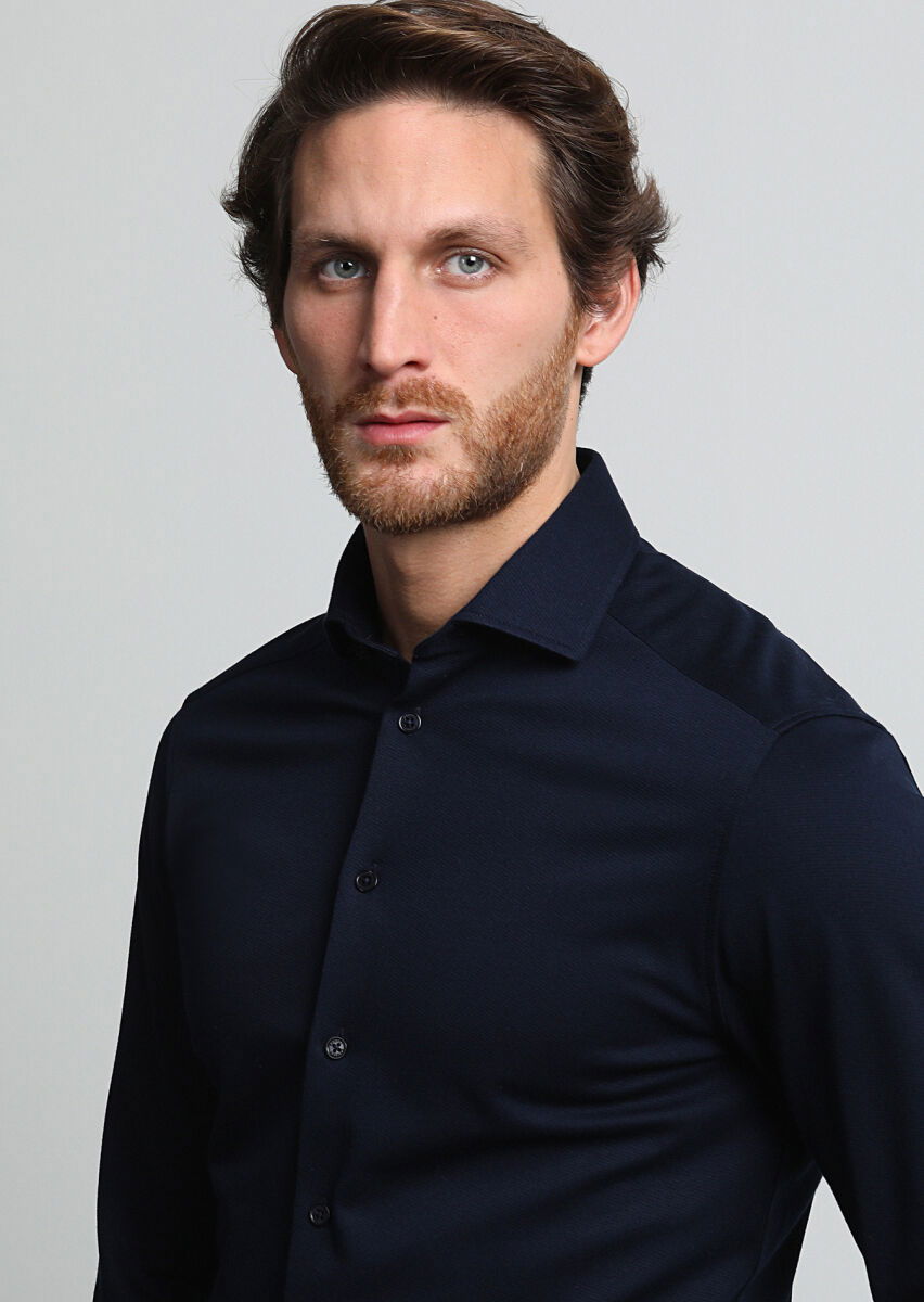 Lacivert Slim Fit Casual %100 Pamuk Gömlek - 3