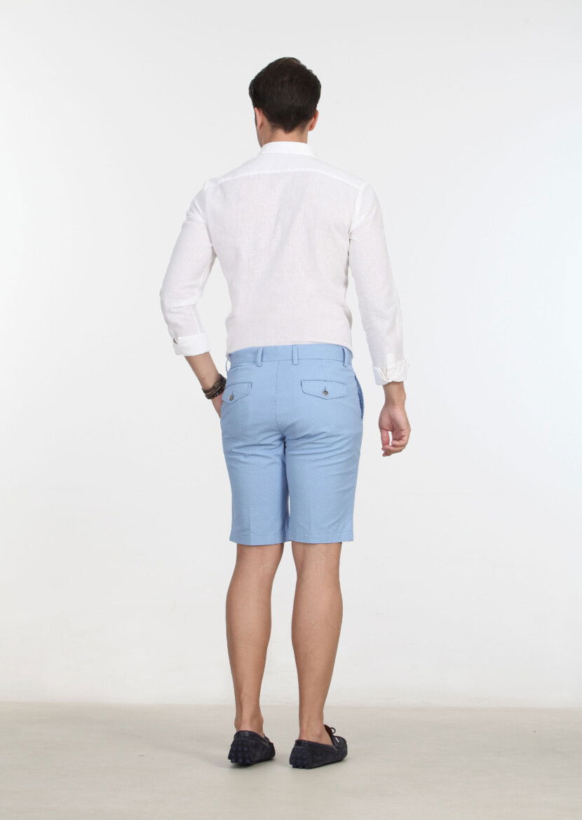 Mavi Baskılı Dokuma Regular Fit Casual Pamuk Karışımlı Bermuda - 4