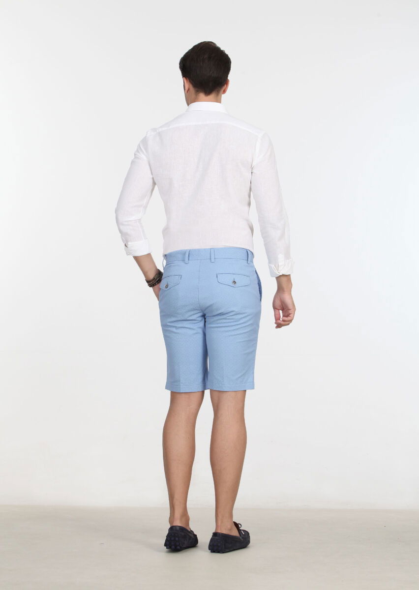 Mavi Baskılı Dokuma Regular Fit Casual Pamuk Karışımlı Bermuda - 4