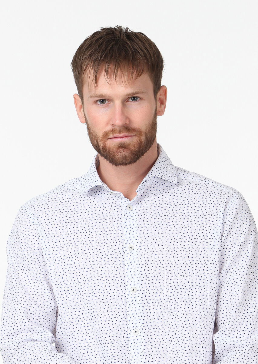 Mavi Baskılı Regular Fit Dokuma Casual %100 Pamuk Gömlek - 3