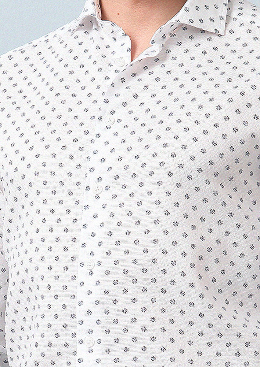 Mavi Baskılı Regular Fit Dokuma Casual Pamuk Karışımlı Gömlek - 3