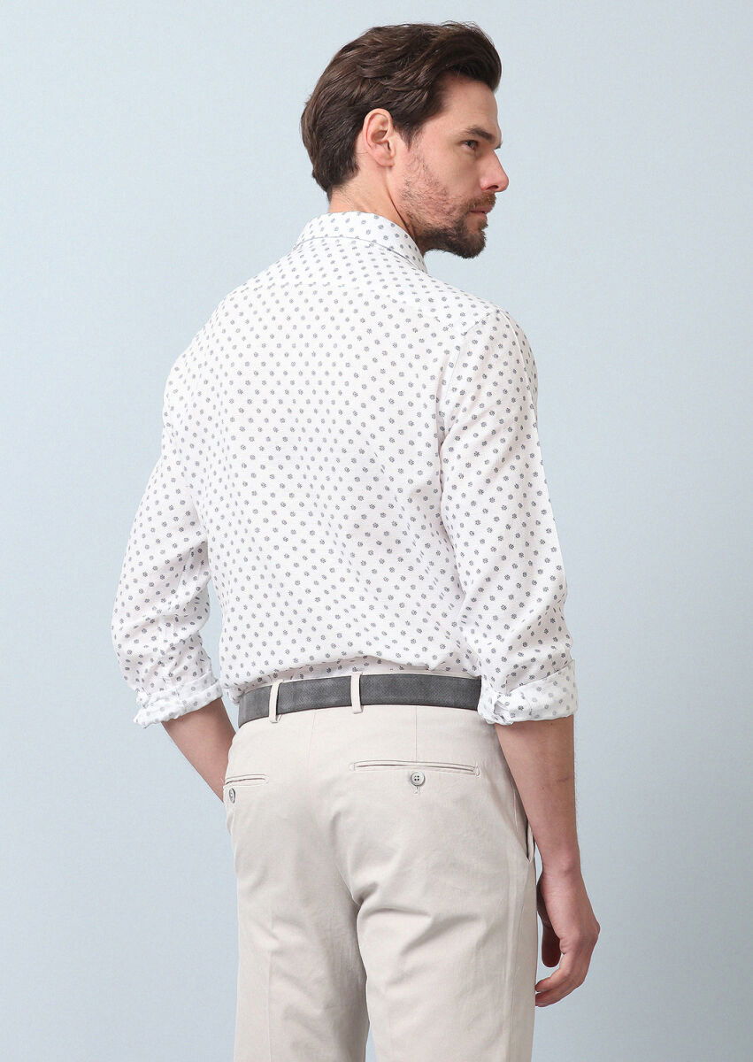Mavi Baskılı Regular Fit Dokuma Casual Pamuk Karışımlı Gömlek - 6