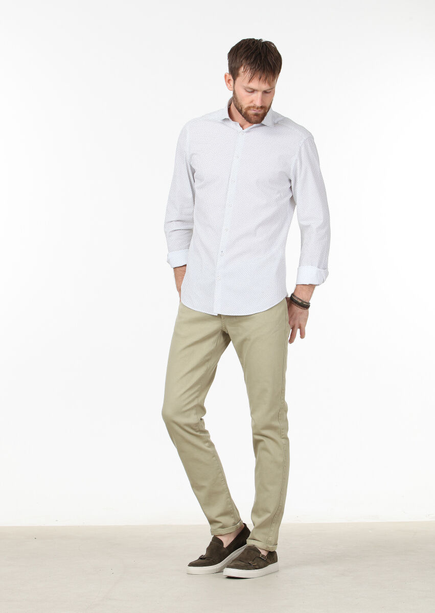 Mavi Baskılı Slim Fit Dokuma Casual Pamuk Karışımlı Gömlek - 2