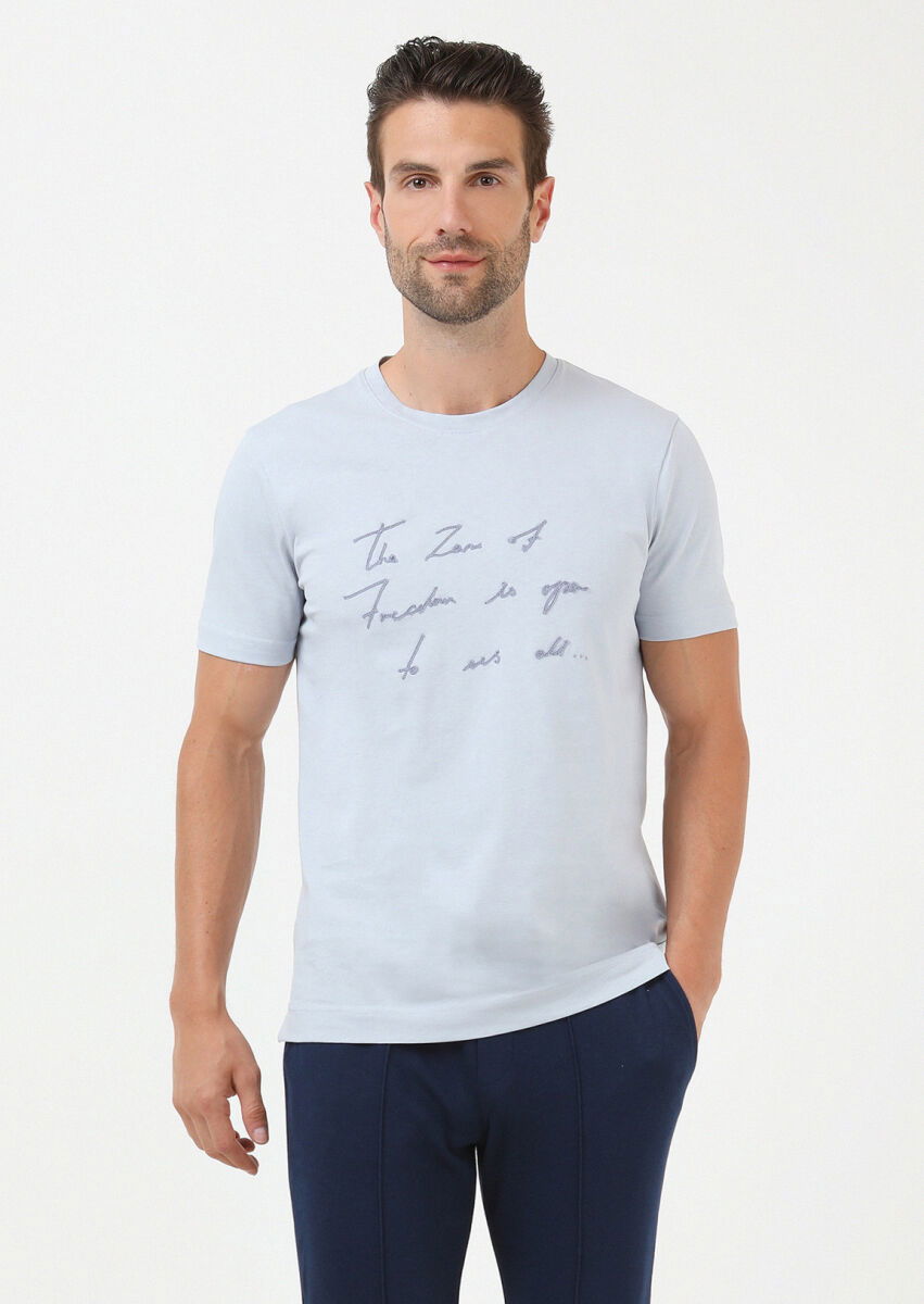Mavi Bisiklet Yaka %100 Pamuk T-Shirt - 4