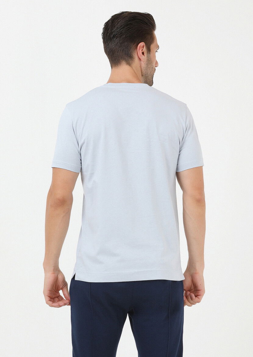 Mavi Bisiklet Yaka %100 Pamuk T-Shirt - 5